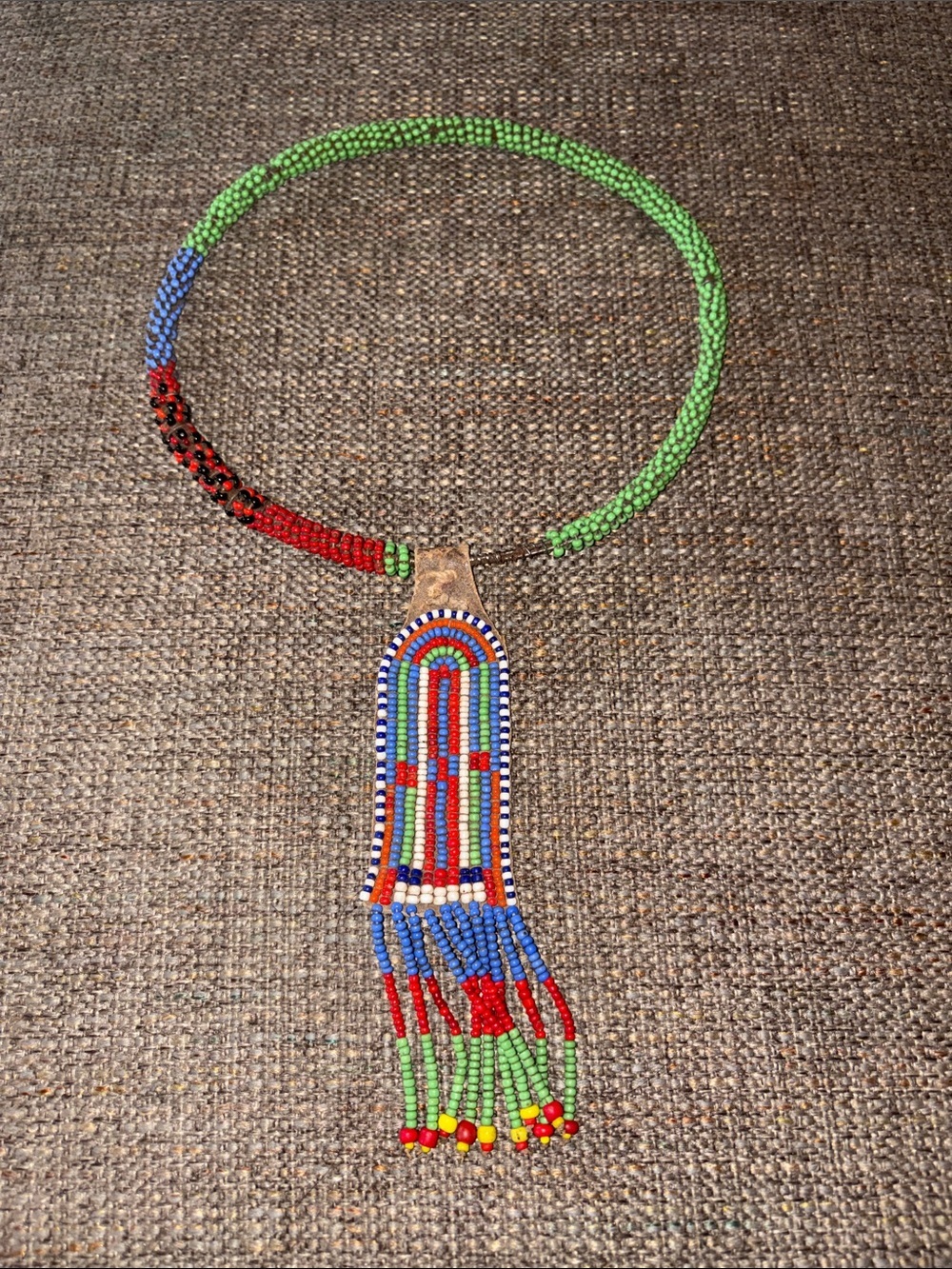 Vintage Handcrafted Maasai Beaded Multicolor Statement Necklace